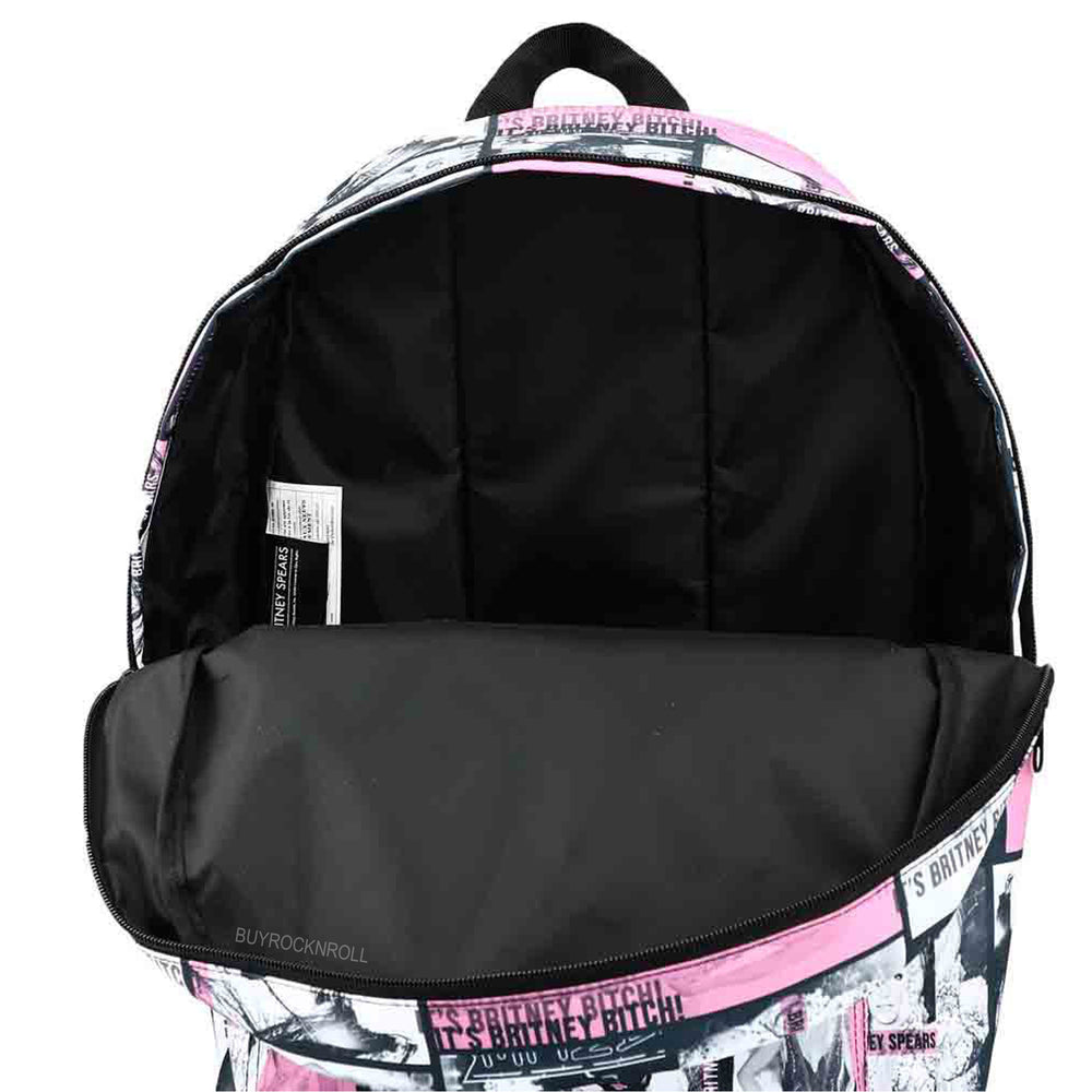 Britney Spears Collectible Britney Bitch Pink & Black Photo Block Tiles AOP Design 16" Backpack