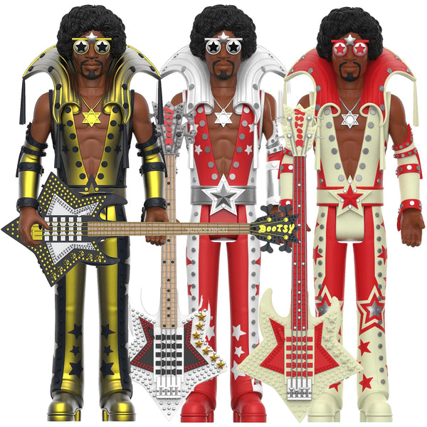洋楽 7\" Robert Montgomery & Chain Reaction Bootsy Collins Unpunched Super7 Reaction Figure Set Black