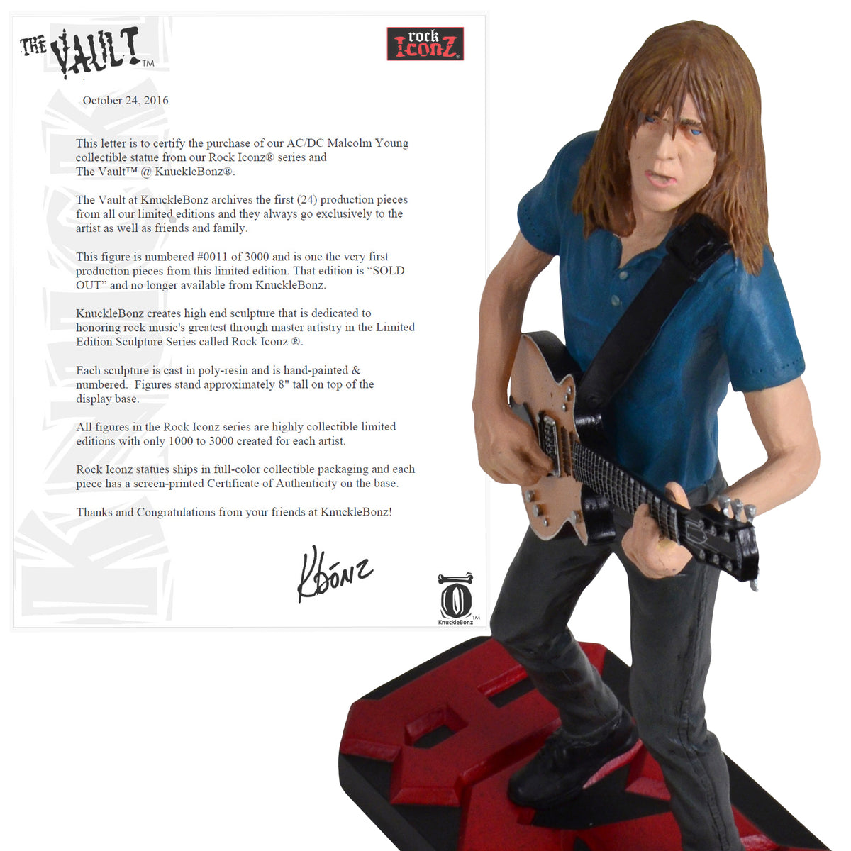 AC/DC 2006 Knucklebonz The Vault Rock Iconz Guitar Hero Malcolm Young Statue #11