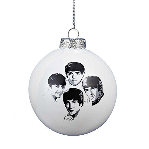 Beatles Collectible 2012 Kurt Adler 80mm Beatles White Glass Ball