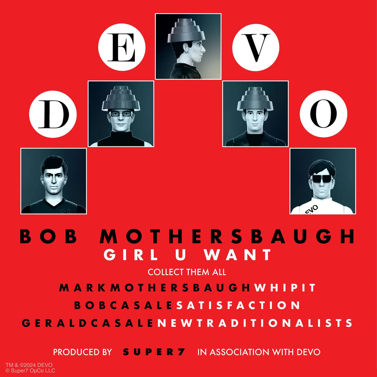 DEVO Collectible 2024 Handpicked Super7 Reaction Figure Bob Mothersbaugh (The Girl U Want)