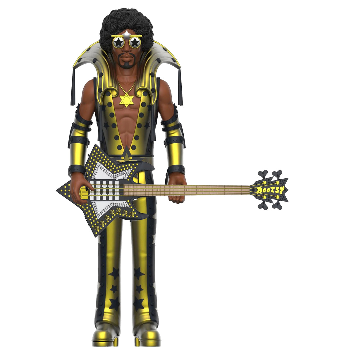 Bootsy Collins Collectible Unpunched Super7 Black and Gold Reaction Figure