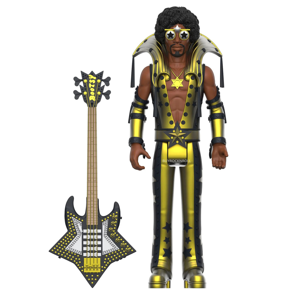 Bootsy Collins Collectible Unpunched Super7 Black and Gold Reaction Figure