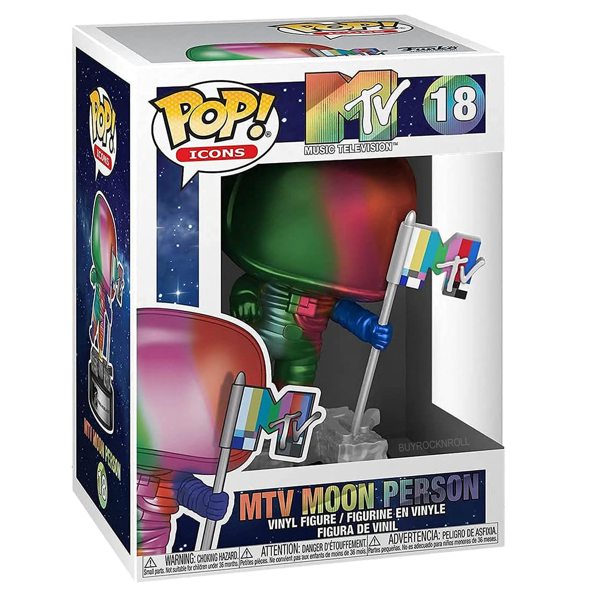 MTV Collectible 2021 Pop Ads Icons Metallic Rainbow Moon Person Figure in Protector