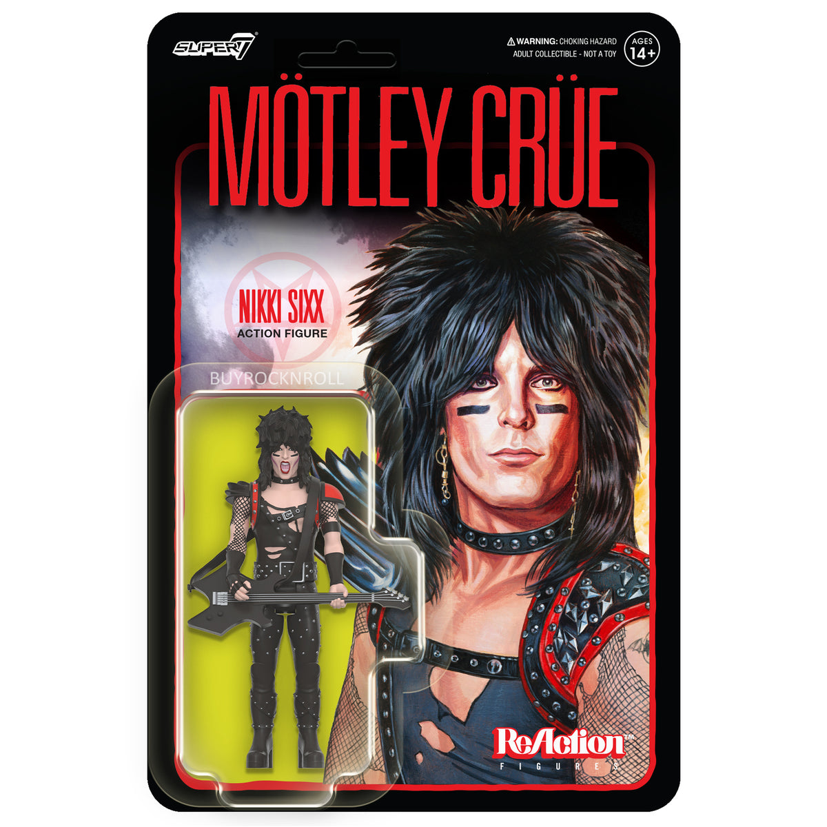 Motley Crue Collectible 2024 Handpicked Super7 Reaction Nikki Sixx Figure