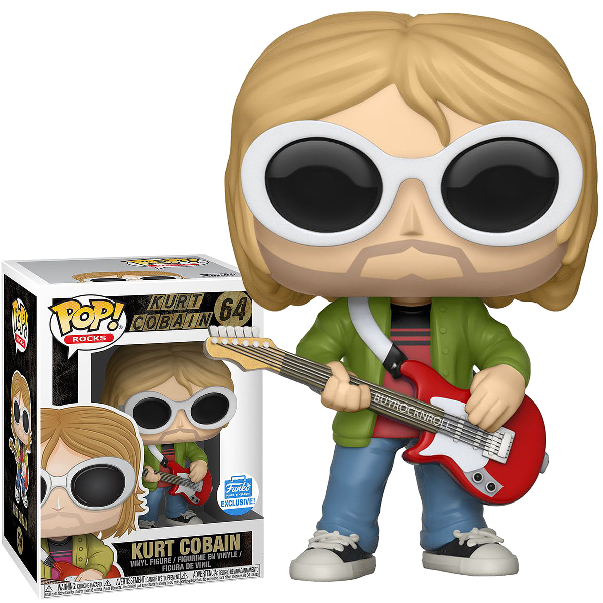 Nirvana Collectible 2018 Funko Shop Exclusive Kurt Cobain Pop! Rocks Figure #64 in Stacks Display