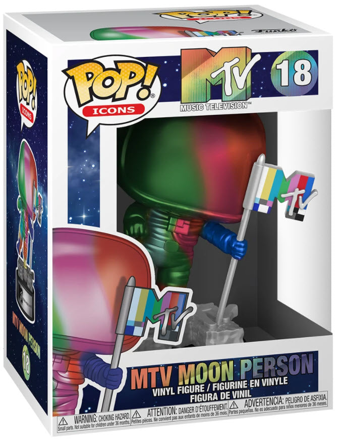 MTV Collectible 2021 Pop Ads Icons Metallic Rainbow Moon Person Figure in Protector