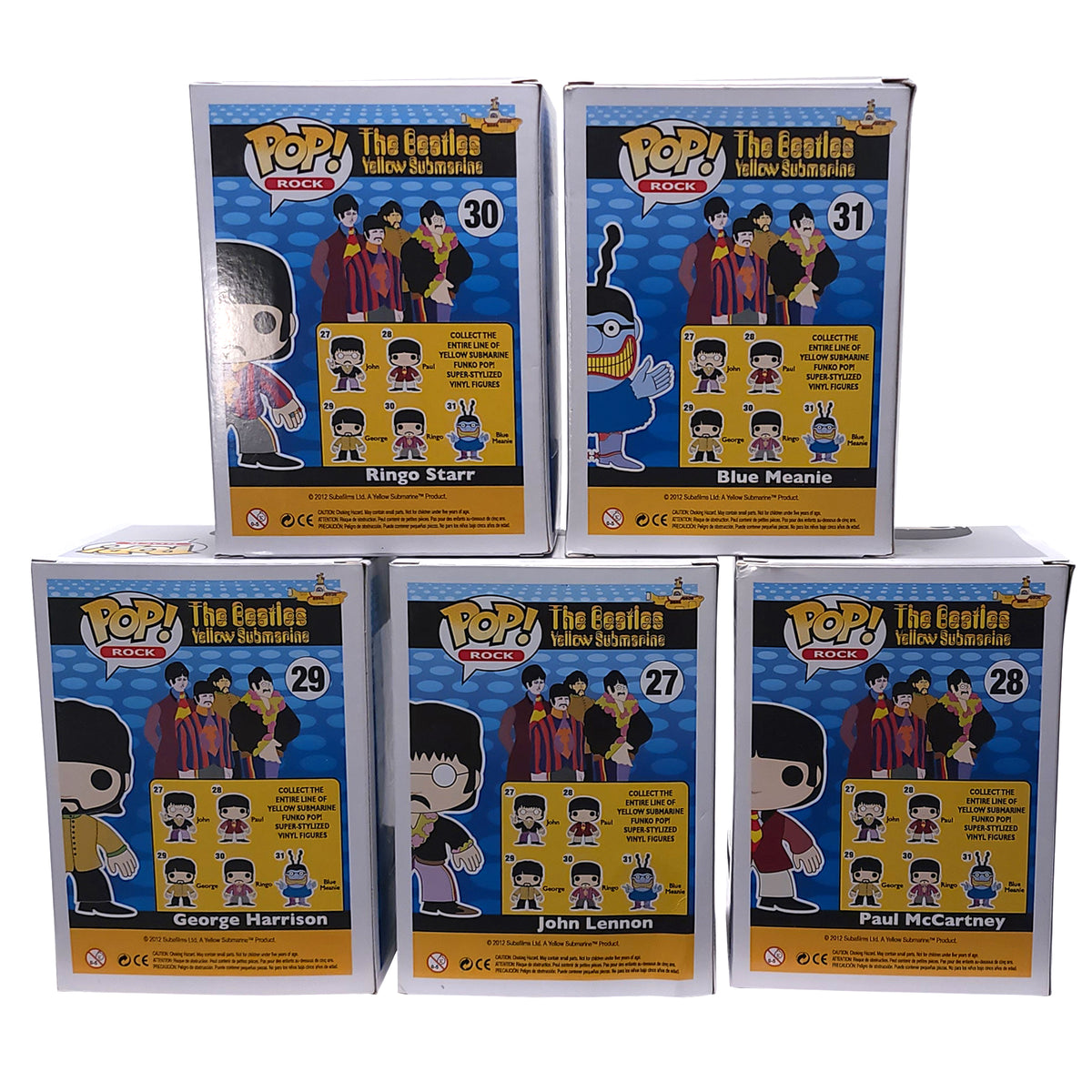 Beatles 2012 Funko Pop! Rocks Yellow Submarine 5 Figure Set Non-Perfect Boxes