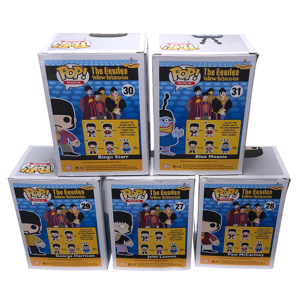 Beatles 2012 Funko Pop! Rocks Yellow Submarine 5 Figure Set Non-Perfect Boxes