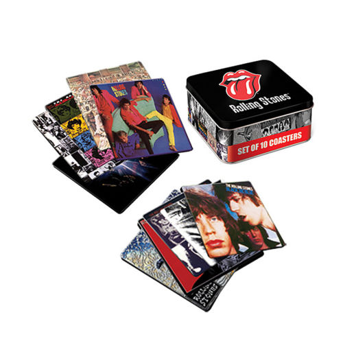 Rolling Stones Collectible 2010 LP Album Cover 10 Coaster Set Tin Storage Box