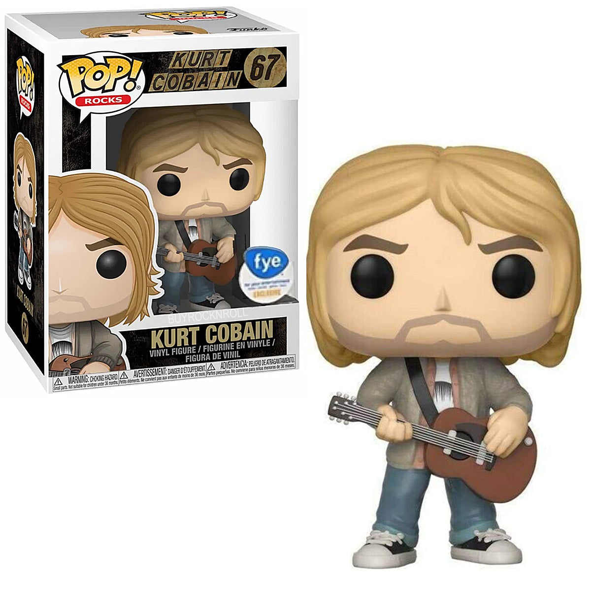 Nirvana Collectible 2017 Funko Pop Rocks Kurt Cobain FYE Brown Sweater MTV Unplugged Figure #67