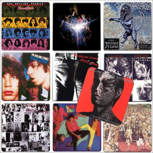 Rolling Stones Collectible 2010 LP Album Cover 10 Coaster Set Tin Storage Box