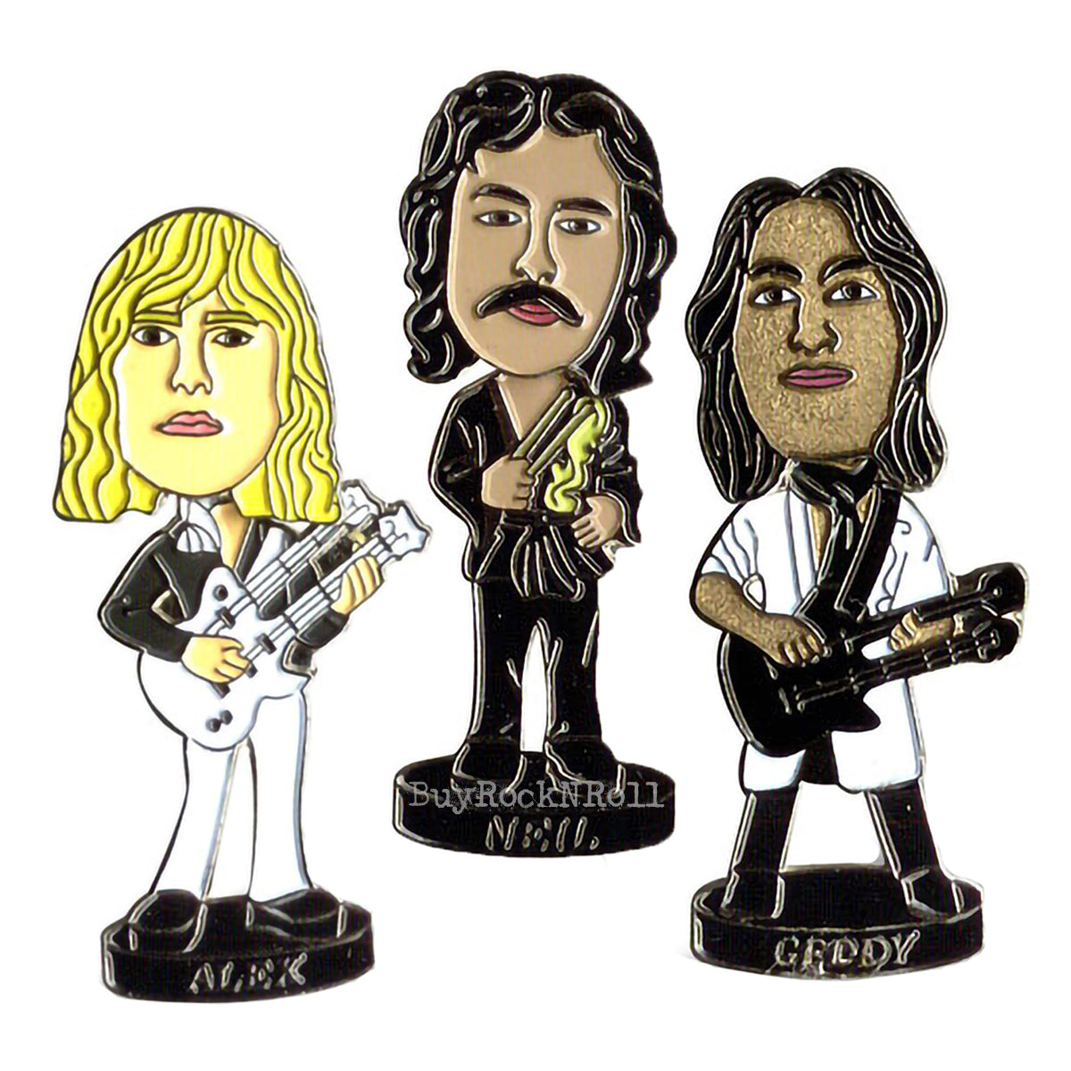 SOLD OUT! RUSH Collectible - 2007 Geddy, Alex, and Neil Bobblehead Enamel Bobbing Pins