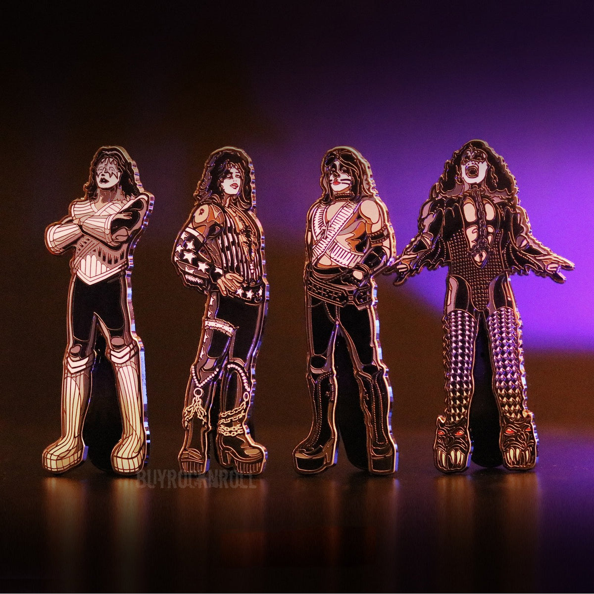 KISS Collectible 2017 FiGPiN Love Gun Enamel Figure Pin Set with Displays