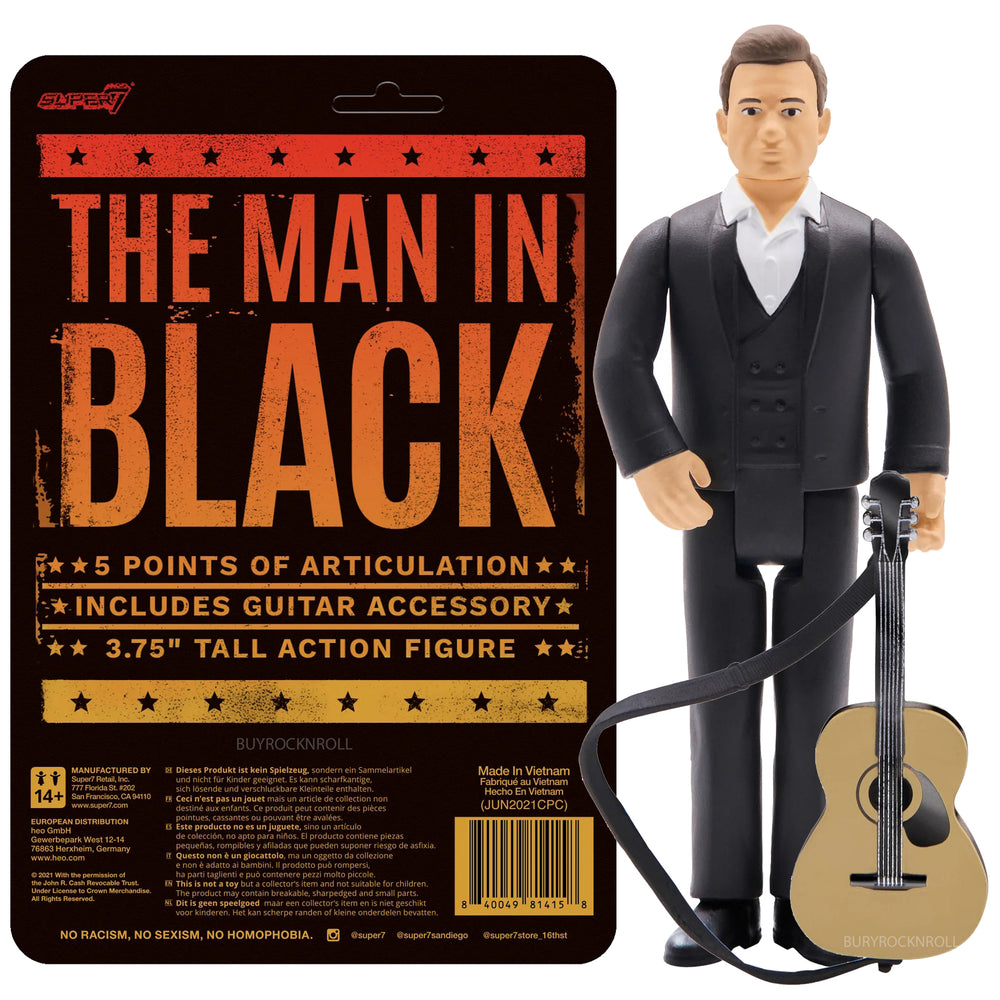 Johnny Cash Collectible Handpicked 2021 Super7 Johnny Cash Man In Black Reaction Figure