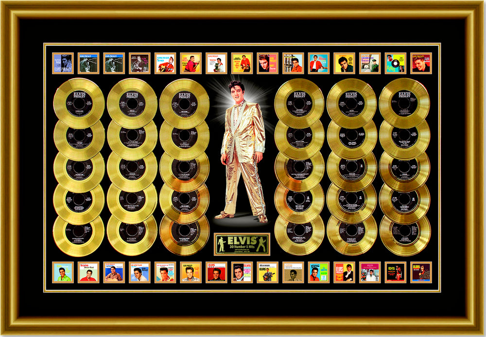 SOLD OUT! Elvis Presley Limited Edition 30 Gold Records Framed Elvis' # 1 Hits 46"x 66"