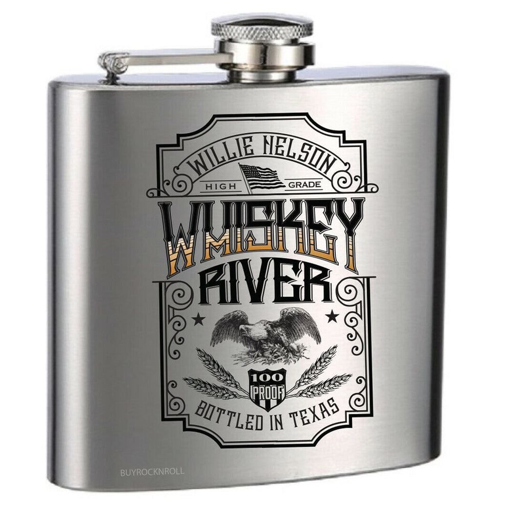 Willie Nelson Collectible 2019 Whiskey River Top Shelf Stainless Steel Flask