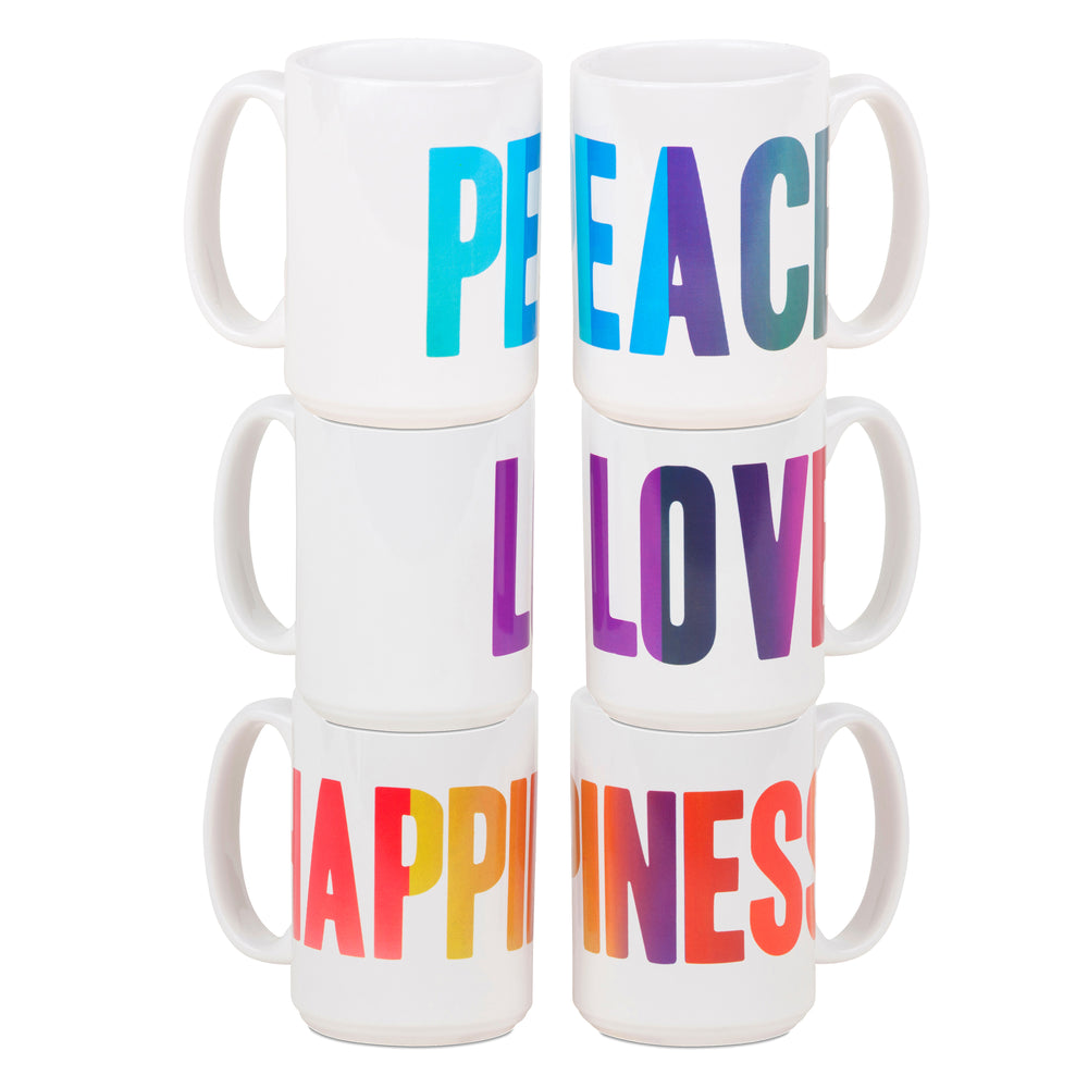 Summer of Love/Monterey Pop - Peace, Love & Happiness Mug Set of 3 (not 6)