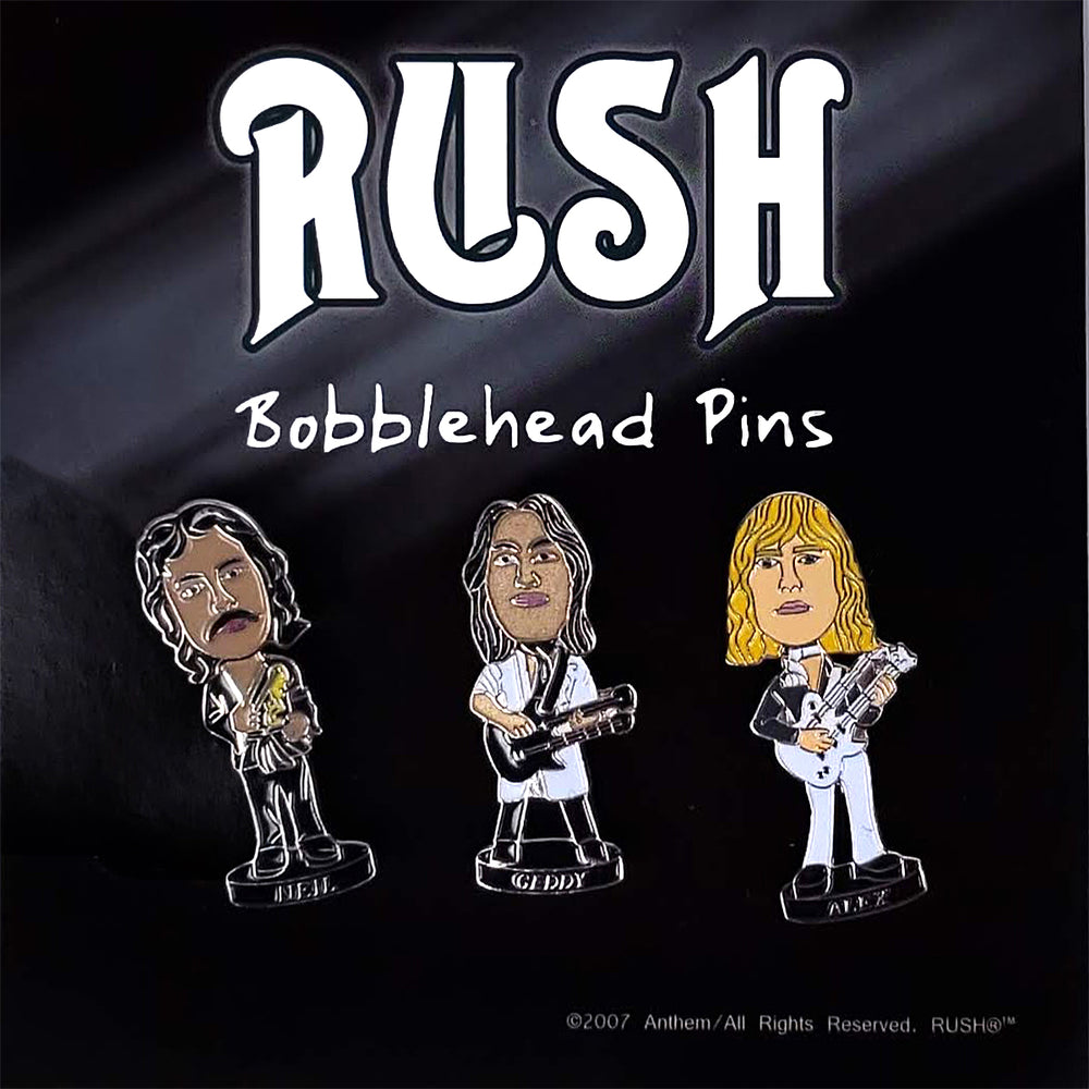 SOLD OUT! RUSH Collectible - 2007 Geddy, Alex, and Neil Bobblehead Enamel Bobbing Pins
