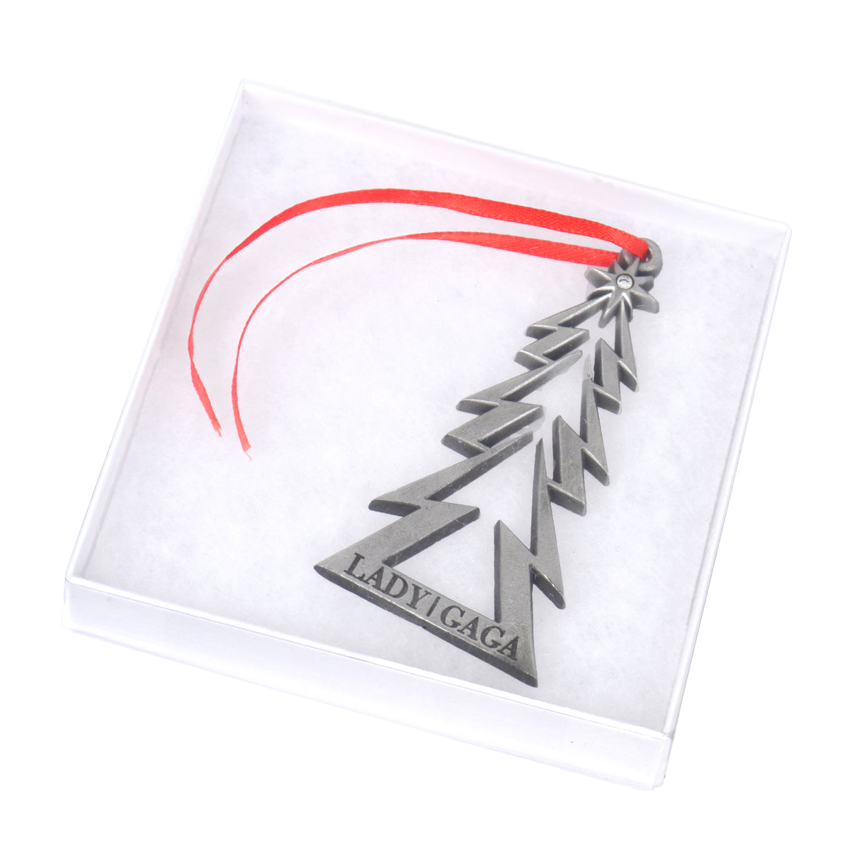 SOLD OUT! Lady Gaga Collectible 2010 Metal Christmas Tree 3" Ornament in Gift Box -Rare