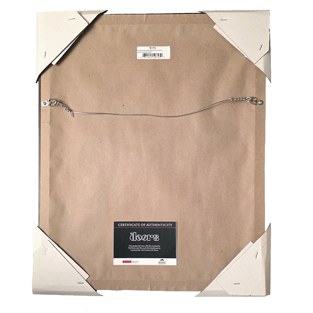 Rare Jim Morrison Doors Collectible Framed Waiting For the Sun Platinum Album Award