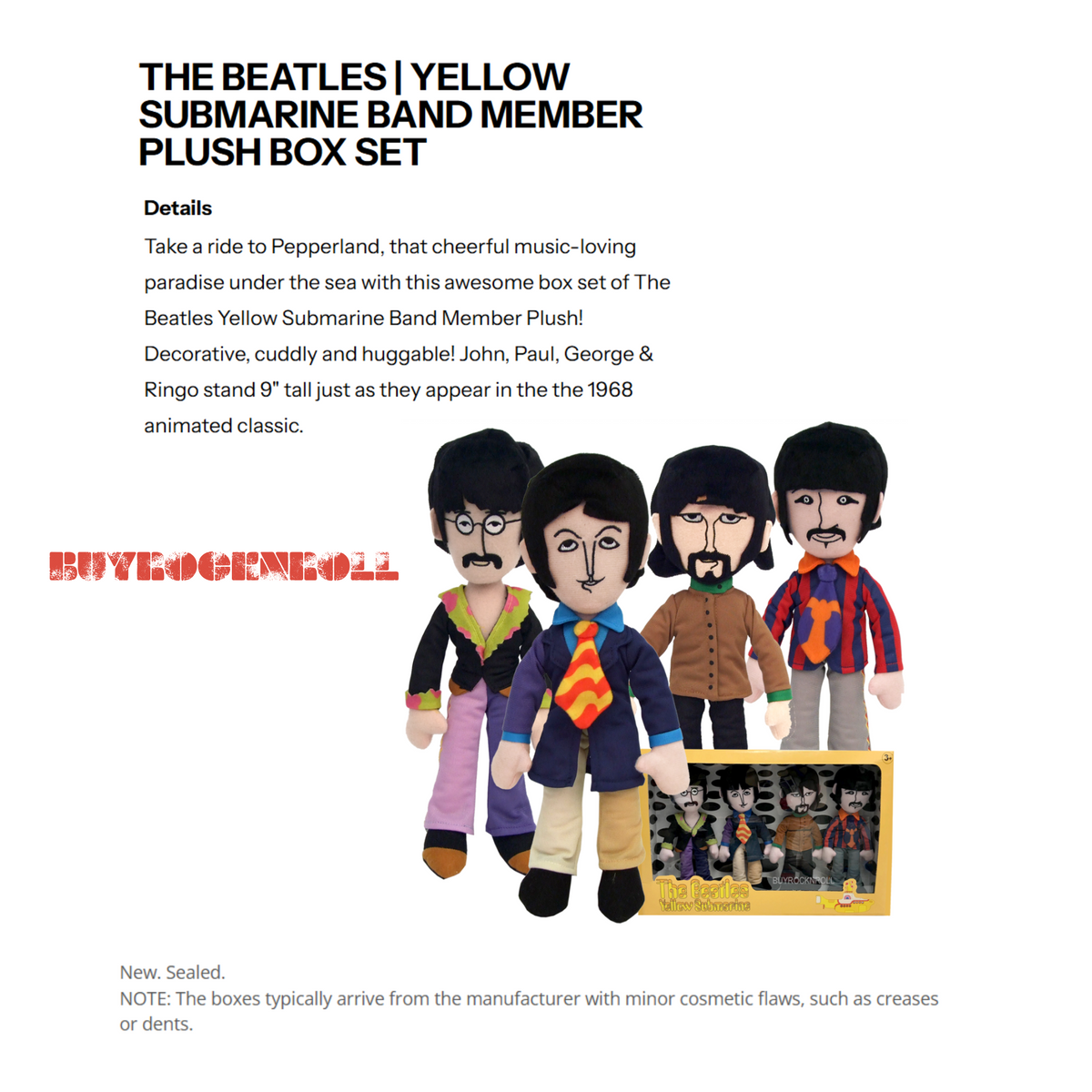 Beatles Collectible Factory Entertainment Yellow Submarine Band Member Plush Doll Box Set