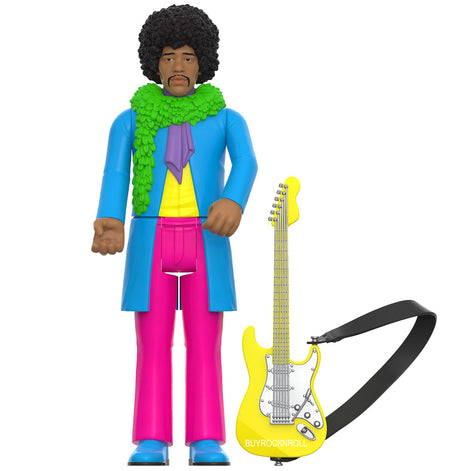 Jimi Hendrix 2023 Super7 Reaction Blacklight Figure Are You Experienced Flocked Card EX/NM