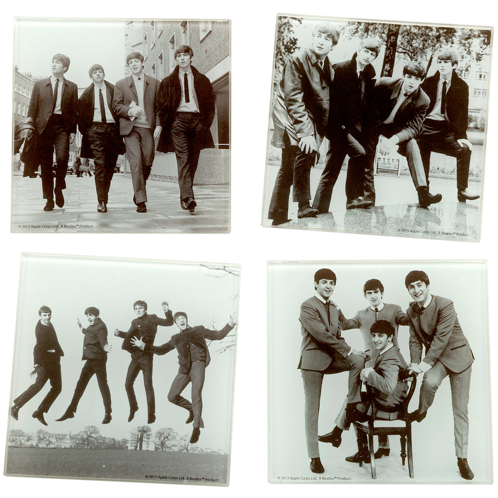 The Beatles Collectible 2014 50th Anniversary Fab Four Glass Coasters Set of 4