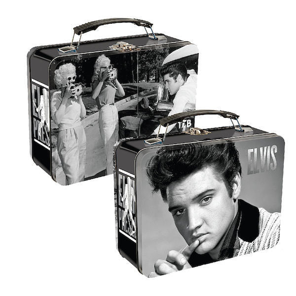 Elvis Presley Collectible 2017 Vandor Large Tin Tote B&W 50s Elviss Photo Lunch Box