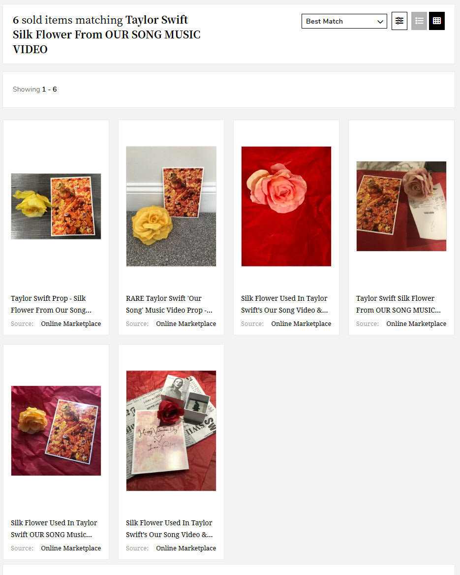 Rare 2019 Taylor Swift 'Our Song' Music Video Prop -Silk Rose Flower & Valentine Photo Card