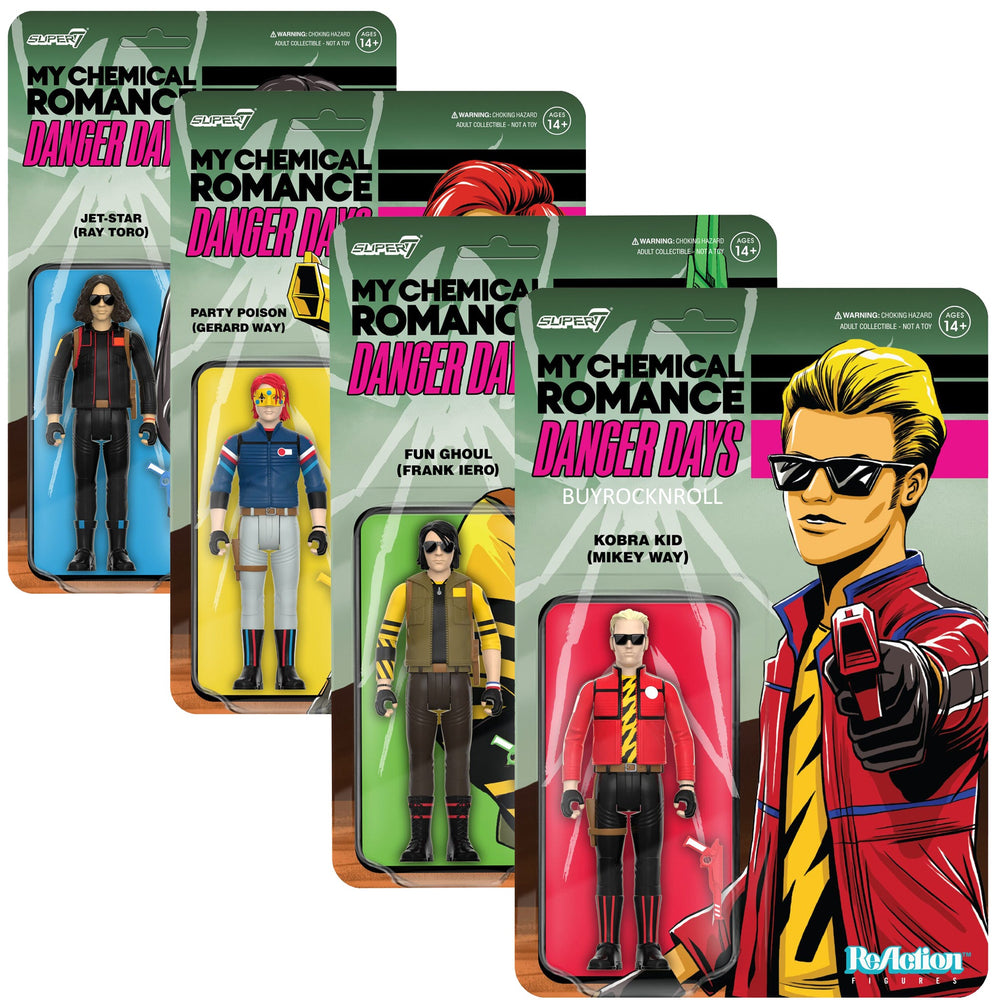 MCR 2023 Super7 Reaction Figure My Chemical Romance ReAction Figures Wave 1 Set - Danger Days