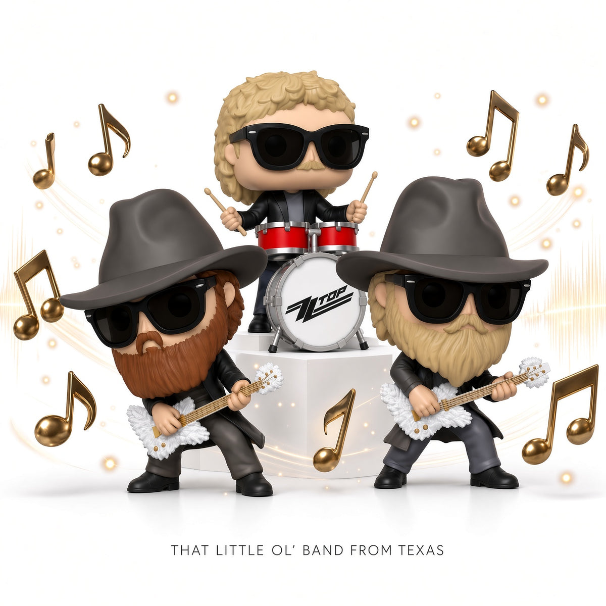 New ZZ Top Funko Pop Rocks Set #164 #165 #166 NM/MT in Acrylic Protectors