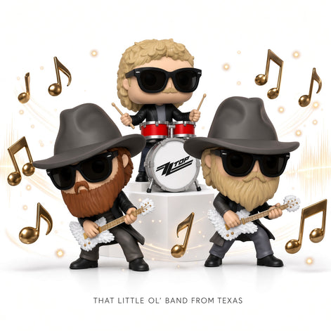 New ZZ Top Funko Pop Rocks Set #164 #165 #166 NM/MT in Acrylic Protectors