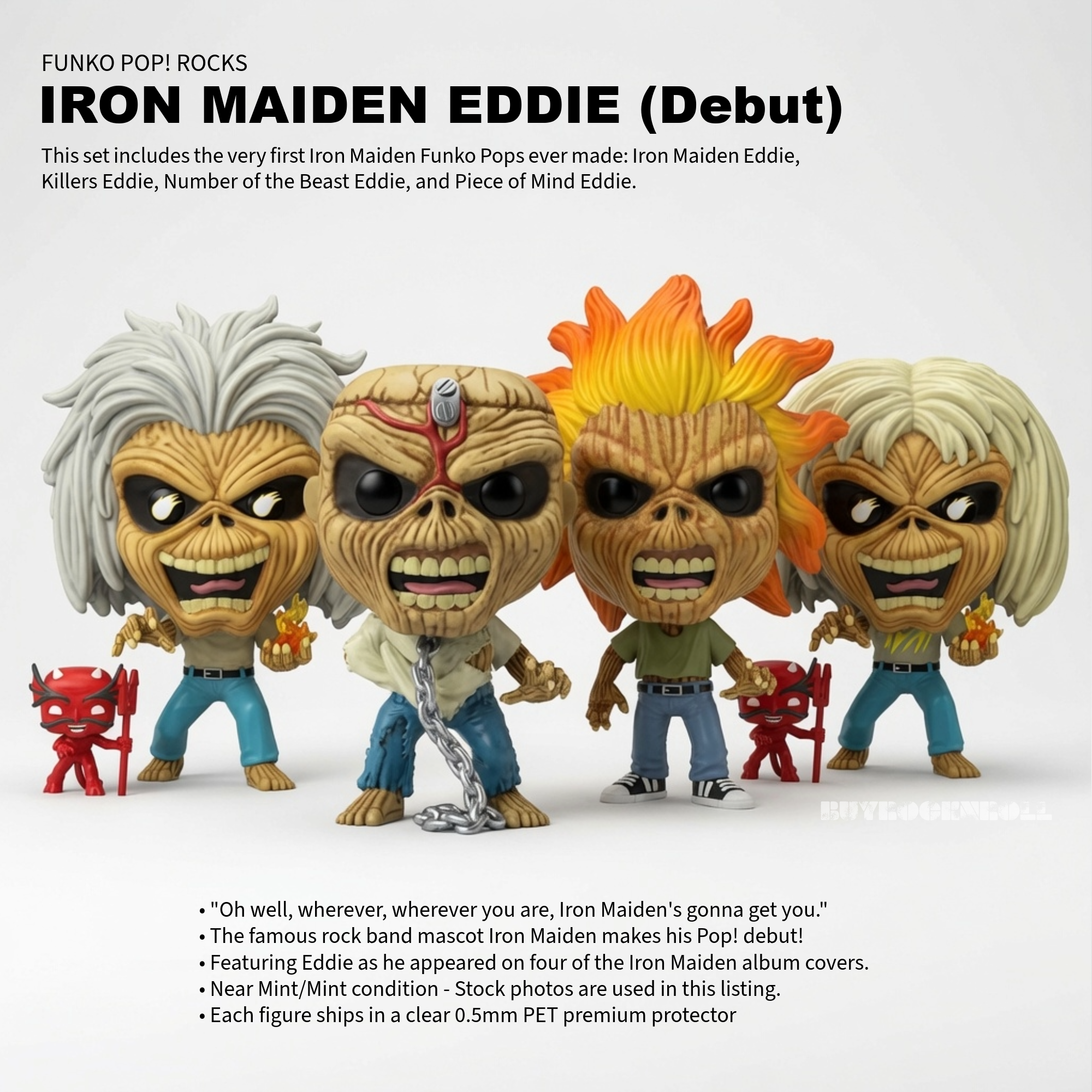 New 2018 Iron Maiden Funko Pop Rocks Set #143 #144 #145 #146 NM/MT Wave 1