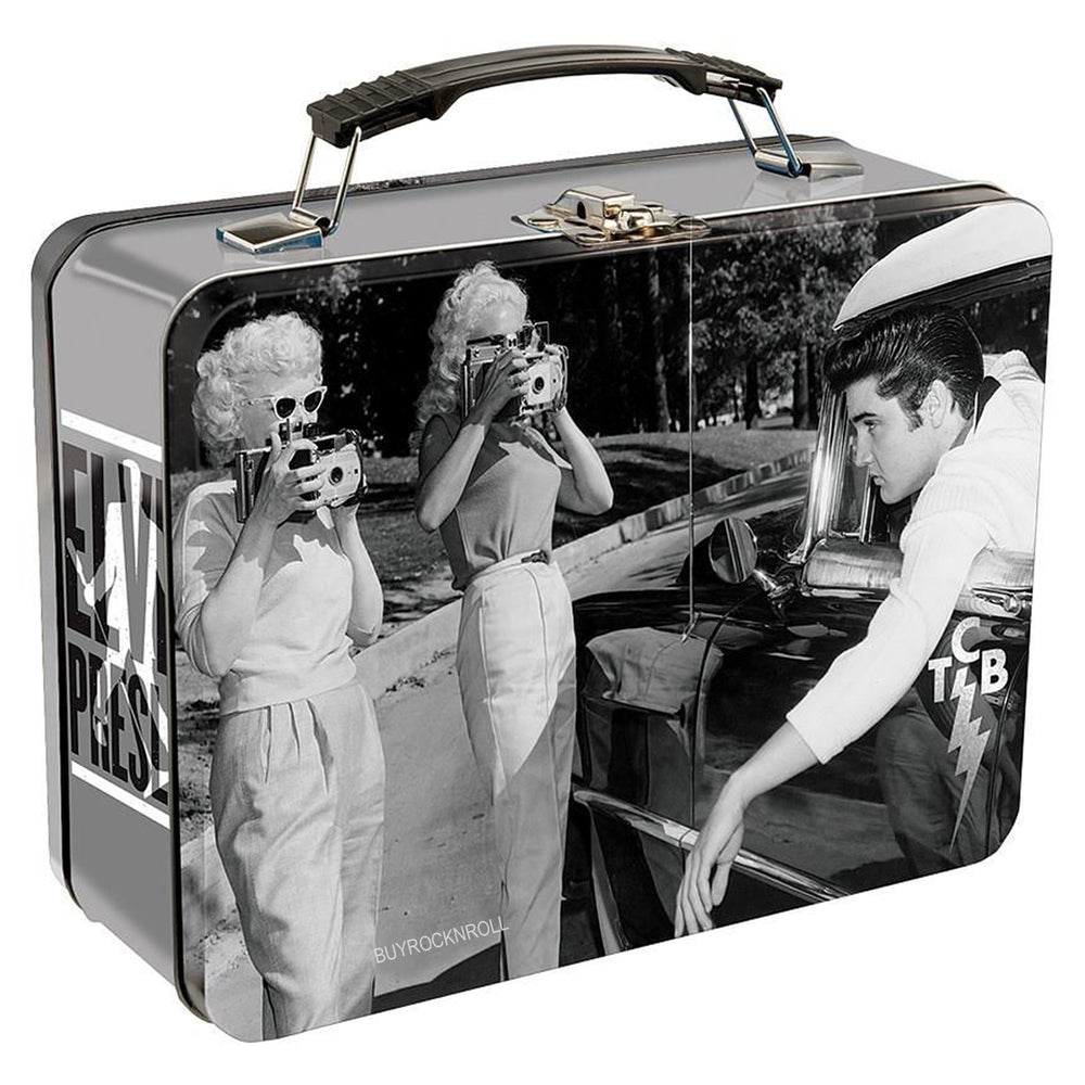 Elvis Presley Collectible 2017 Vandor Large Tin Tote B&W 50s Elviss Photo Lunch Box