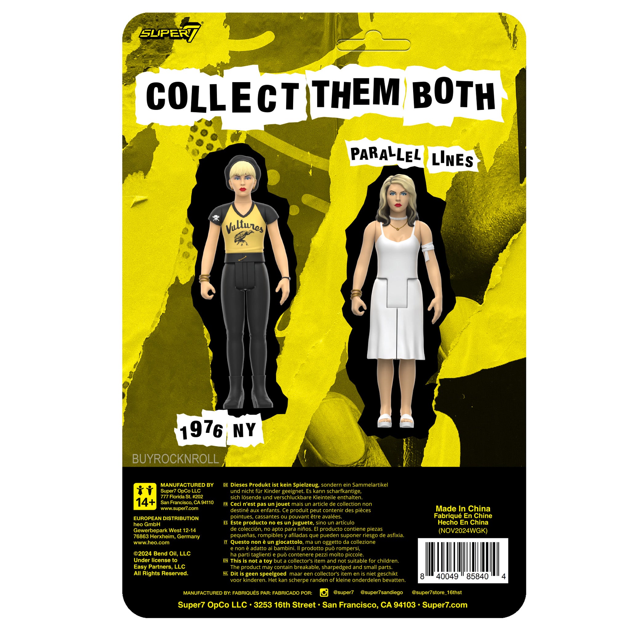 Blondie 2025 Collectible Super7 Punk-Rocker Debbie Harry Parallel & Vultures Reaction Figure Set)