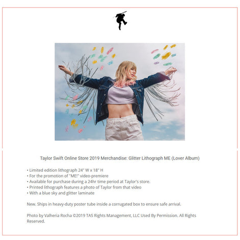 Taylor Swift Online Store 2019 Merchandise: Glitter Lithograph ME (Lover Album)