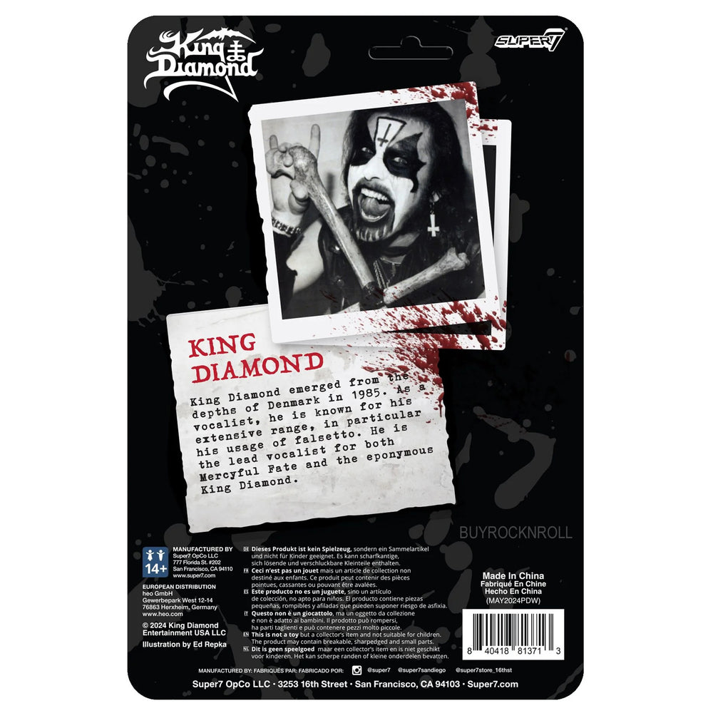 King Diamond Collectible 2024 Super7 Reaction Figure (Halloween) Unpunched Card