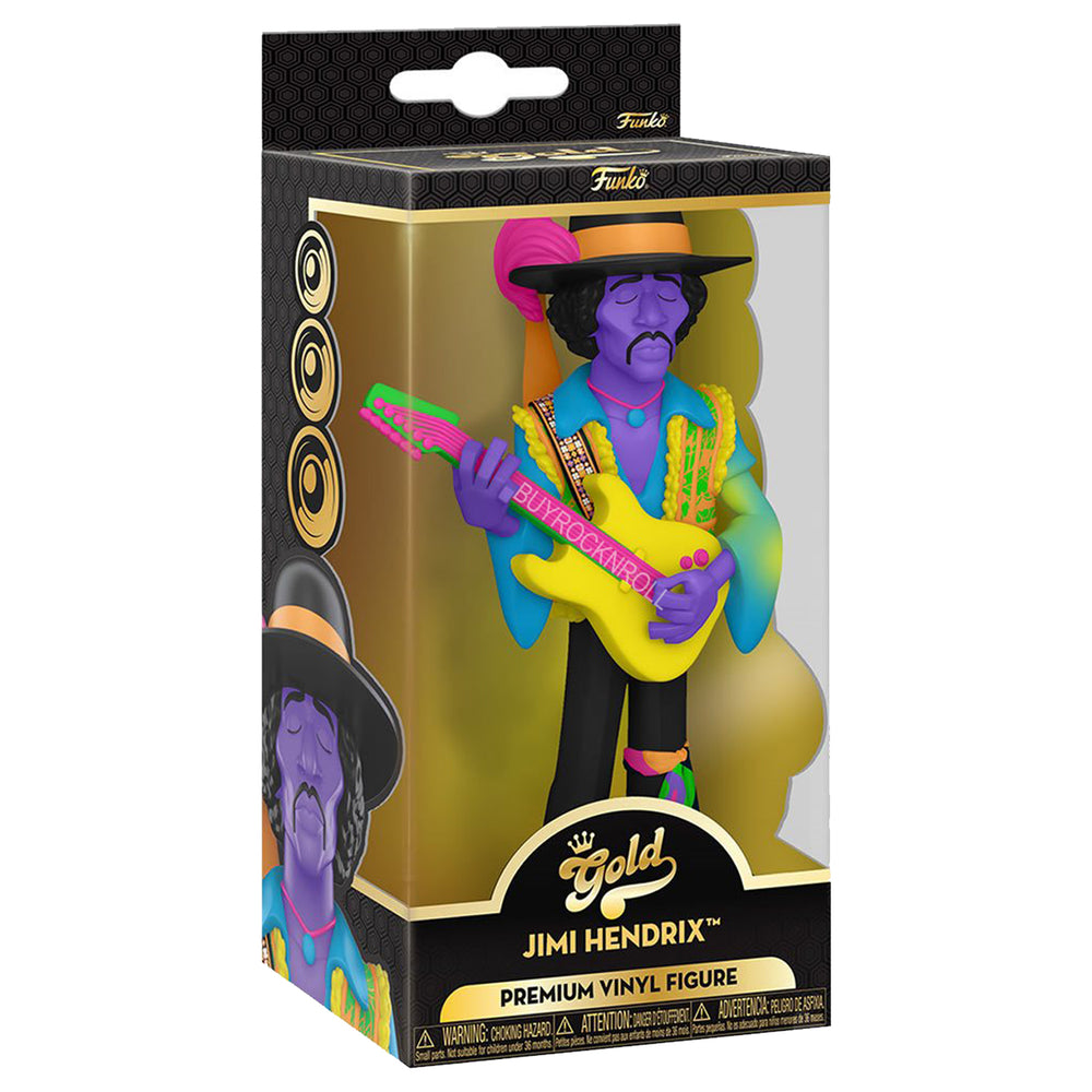Jimi Hendrix Collectible 2023 Handpicked Funko 5" Premium Gold Vinyl Black Light Figure