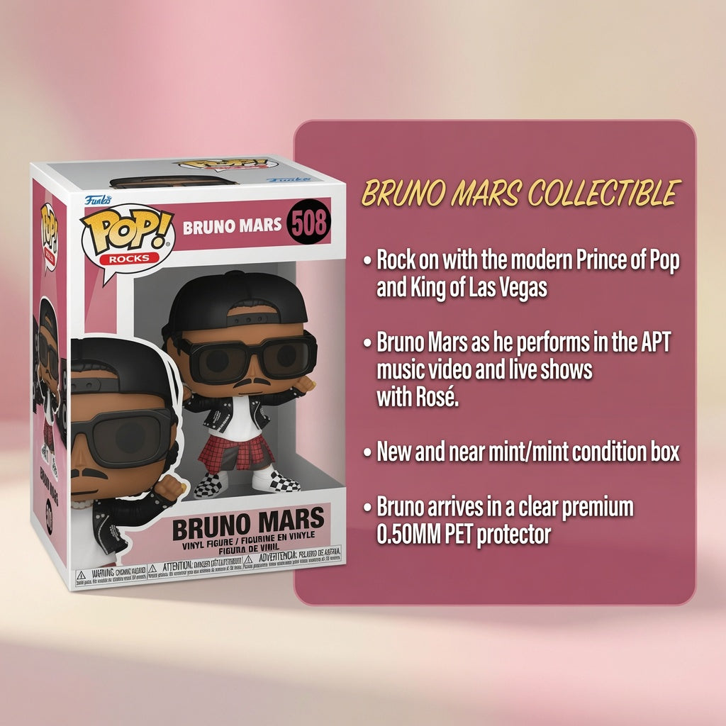Bruno Mars Funko Pop Rocks #508 APT Ensemble NM/MT in 0.50 mm Premium Protector