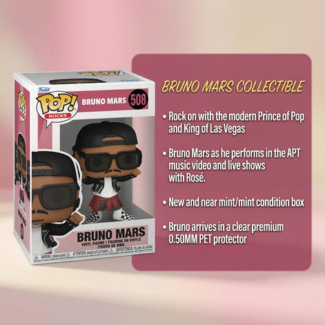 Bruno Mars Funko Pop Rocks #508 APT Ensemble NM/MT in 0.50 mm Premium Protector