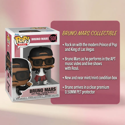 Bruno Mars Funko Pop Rocks #508 APT Ensemble NM/MT in 0.50 mm Premium Protector