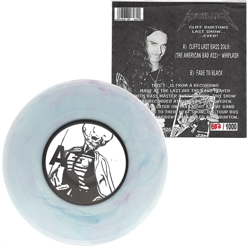 Metallica 2002 Boneless Records American Bad-Asses Cliff Burton 7" Clear 33 1/3Vinyl 45 Single #841 /1000