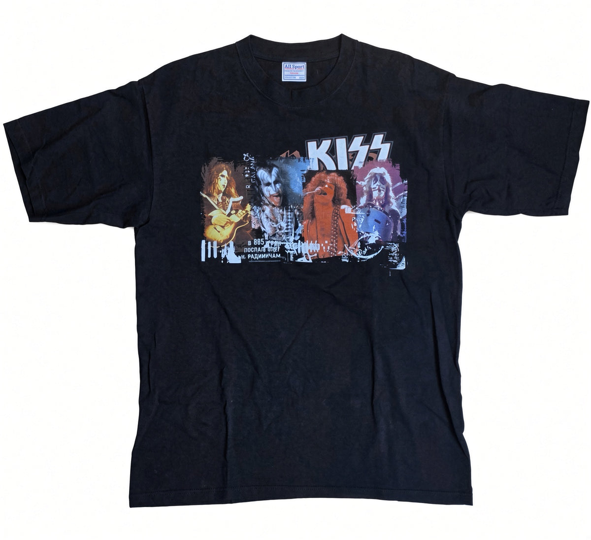 New 2001 KISS Catalog All Sport Tee Size L Original Members Collage Deadstock