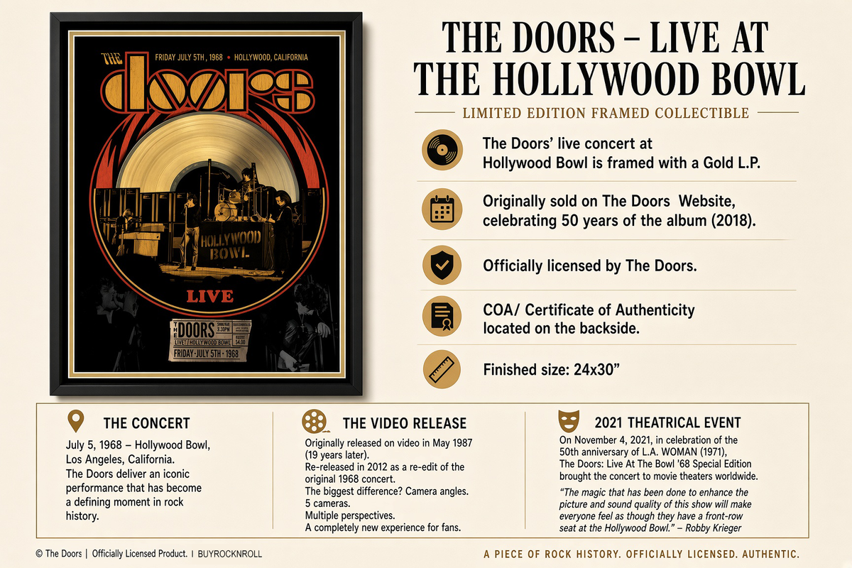 Rare Jim Morrison The Doors Collectible Framed Live at Hollywood Bowl Concert Collage 24x30