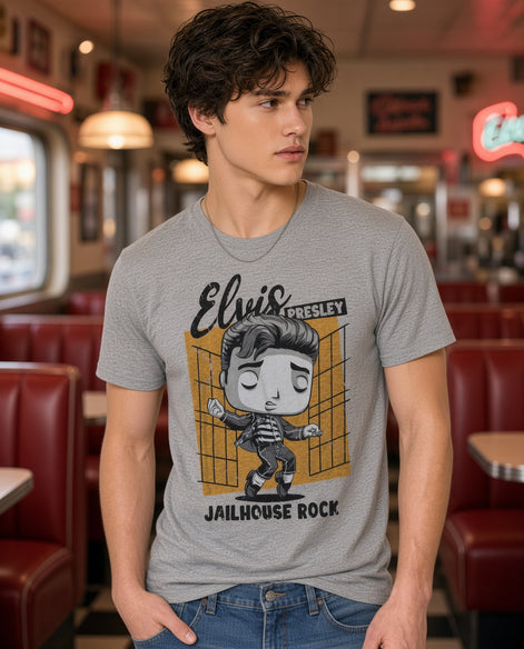 New Funko Pop Rocks Tees Elvis Jailhouse Rock Size L Deadstock T-Shirt