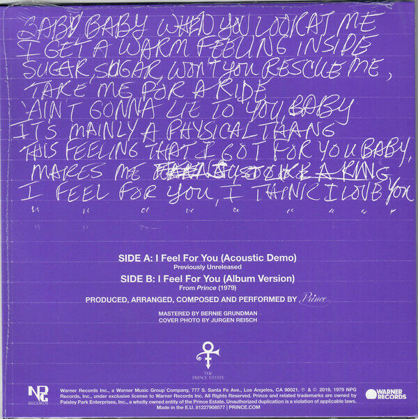 Prince Collectible 2019 I Feel For You Acoustic Demo 7 Purple Vinyl 45RPM Record