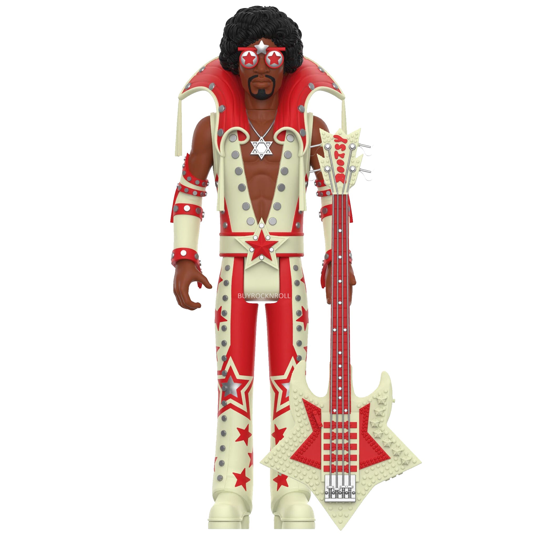 Bootsy Collins Unpunched Super7 Reaction Figure Set Black/Red, Black/Gold, Glow