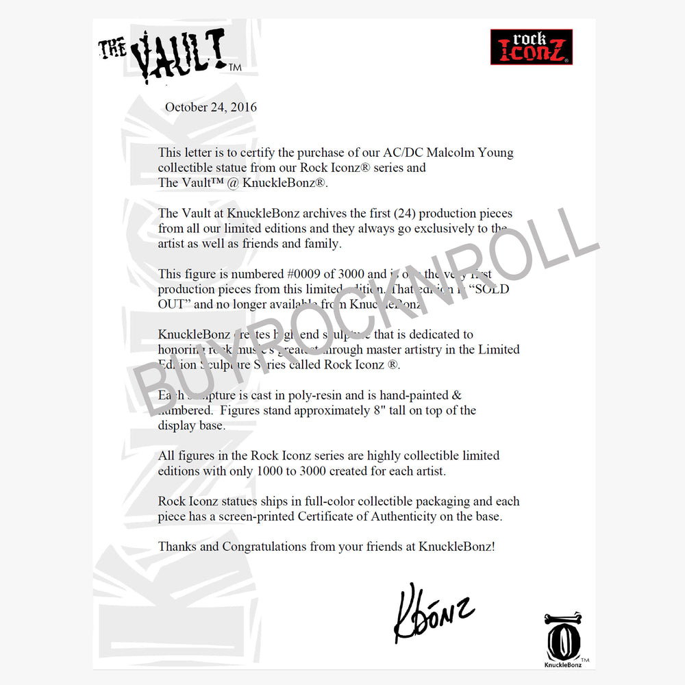 AC/DC 2006 Knucklebonz The Vault Rock Iconz Guitar Hero Malcolm Young Statue #0009/3000