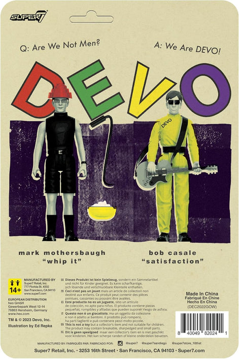 DEVO Collectibles - Super7 Reaction Figure Set of 5 - Gerald Casale Mark Mothersbaugh Bob2 Bob M Booji Boy